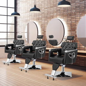 OmySalon Reclining Salon Chair Heavy Duty, Vintage Styling Chair for Hair Stylist