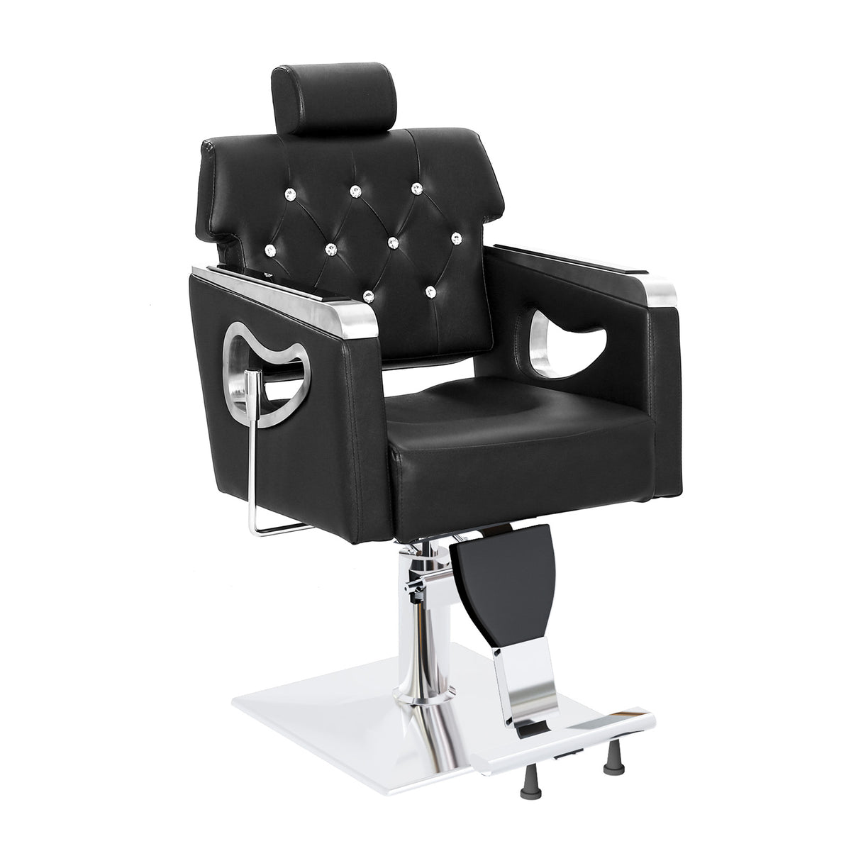 OmySalon SC1902 All Purpose Heavy Duty Reclining Hair Salon Chair w/Headrest and Acrylic Diamond Decorated Backrest