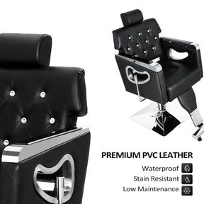 OmySalon Reclining Salon Chair Heavy Duty, Vintage Styling Chair for Hair Stylist