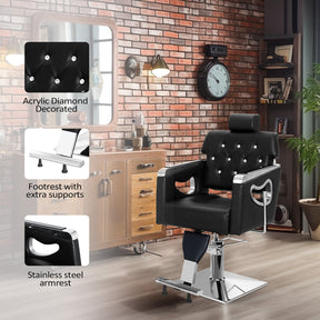 OmySalon Reclining Salon Chair Heavy Duty, Vintage Styling Chair for Hair Stylist