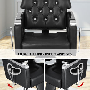 OmySalon Reclining Salon Chair Heavy Duty, Vintage Styling Chair for Hair Stylist