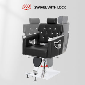 OmySalon Reclining Salon Chair Heavy Duty, Vintage Styling Chair for Hair Stylist