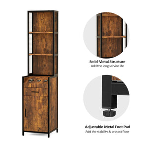 OmySalon HSC-19 Barber Storage Station Cabinet w/1 Drawer 3-Tier Storage Shelf 1 Storage Cabinet 3 Hot Tool Holders