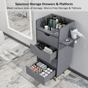 OmySalon HSC-16 4-Layer Salon Styling Storage Station w/4 Drawers 2 Hair Dryer Holders & Raised Table Legs