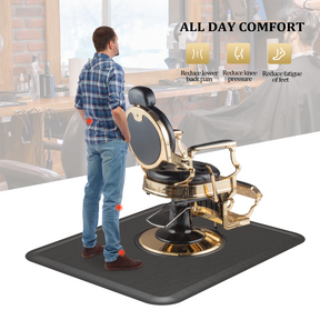 OmySalon 4’x 5’x 1/2'' Thick Salon Mat Barber Floor Mat for Round Base