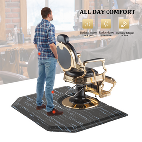 OmySalon 4' x 5' Salon Anti Fatigue Mat Hexagon Barber Mat for Round Base Styling Chair 1/2in 7/8in Thick