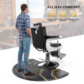 OmySalon Vintage Barber Chair & Anti-Fatigue Mat Bundle
