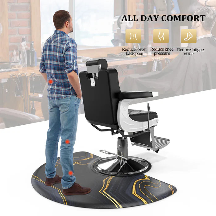 OmySalon Vintage Barber Chair & Anti-Fatigue Mat Bundle