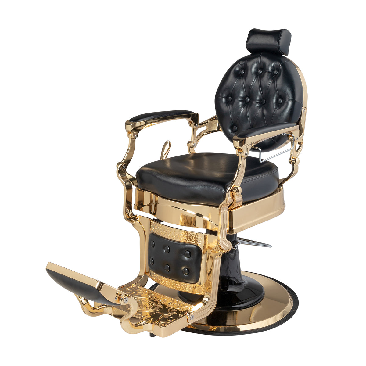OmySalon Vintage Barber Chair Heavy Duty Hydraulic Recline Salon Chair Black/Golden