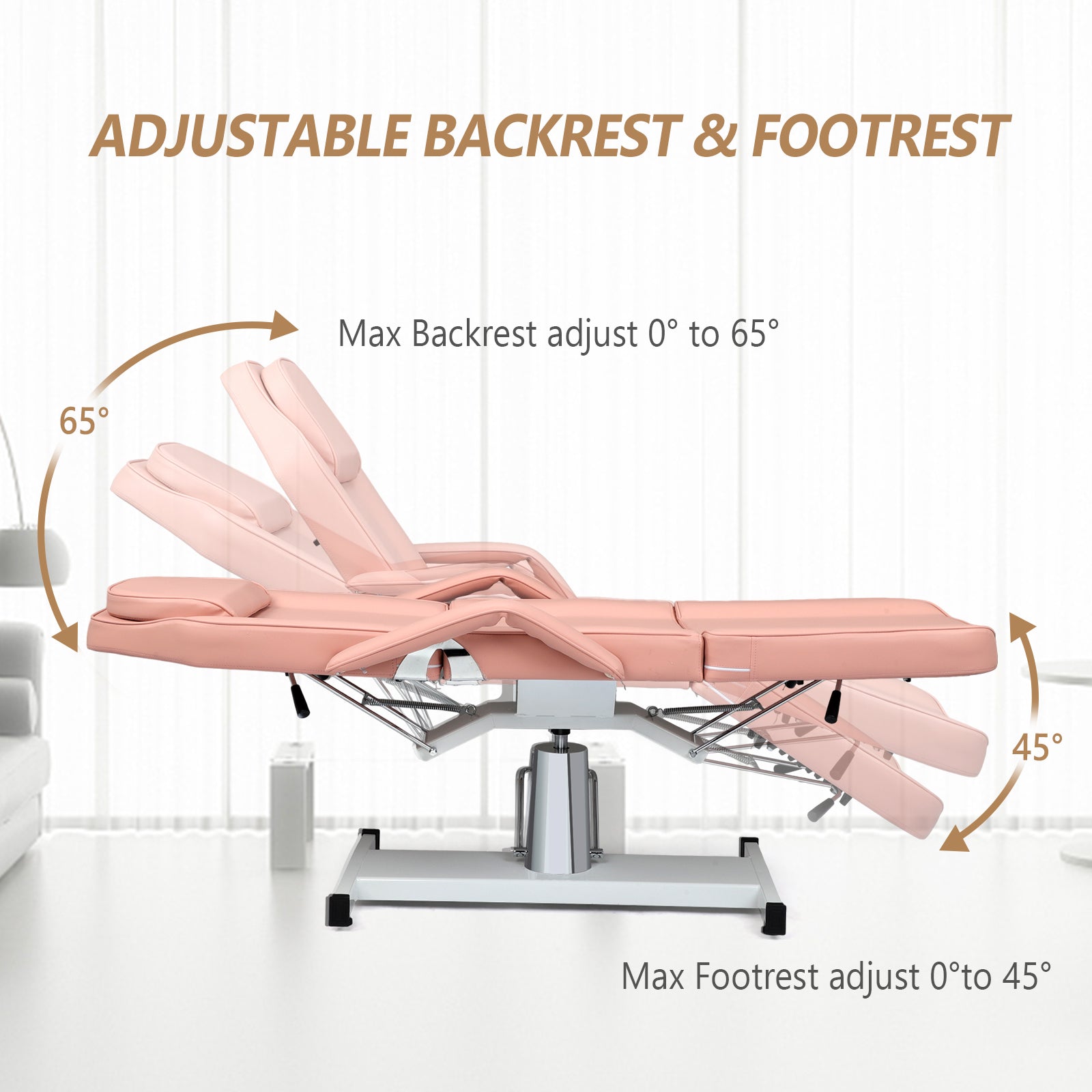 OmySalon 73in 360 Degree Rotating Hydraulic Height Adjustable Facial Massage Bed