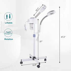 OmySalon 2 in 1 Professional Touch Screen Facial Steamer with 5X Magnifying Lamp