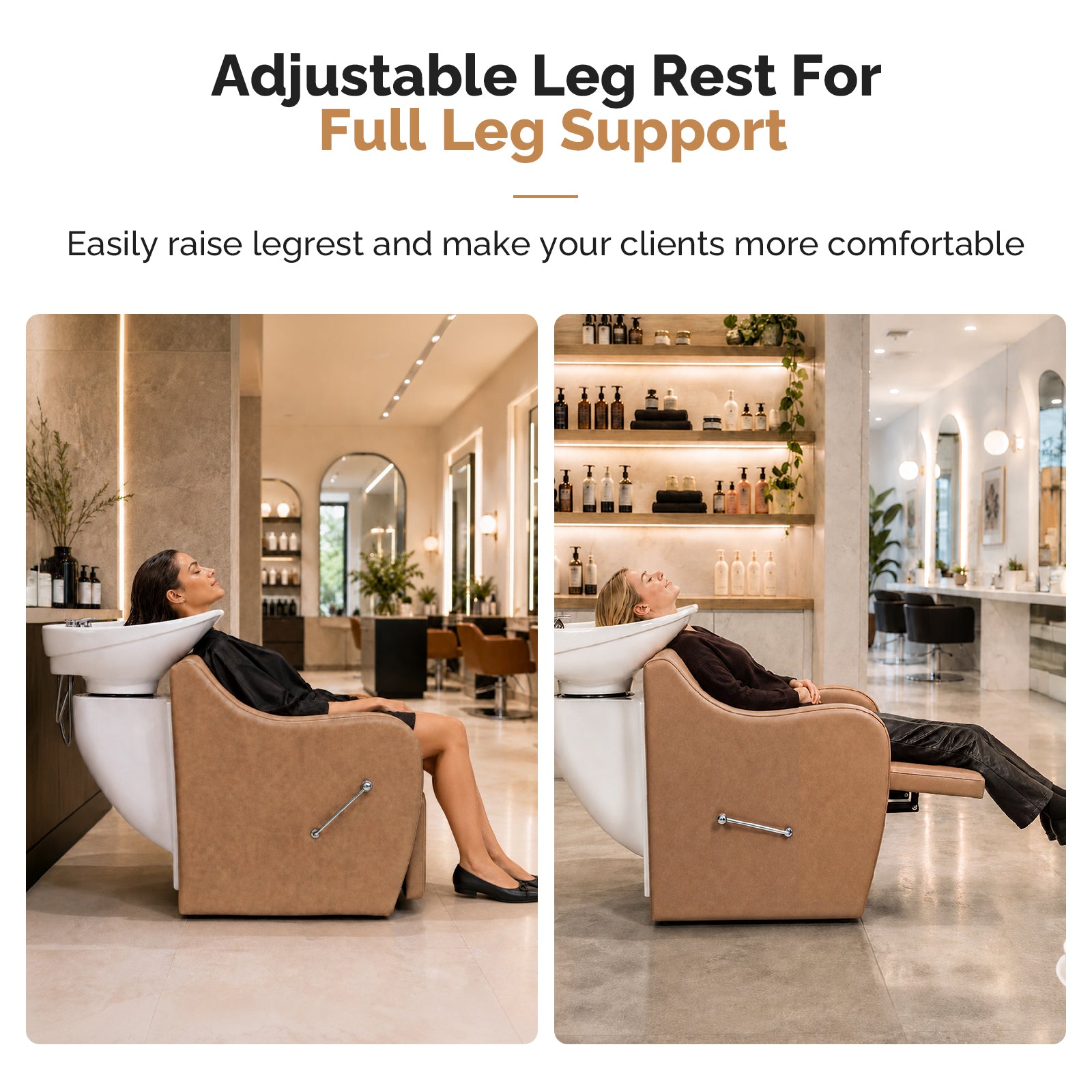 OmySalon BU1201 Salon Shampoo Backwash Chair Unit with Oversized Ceramic Shampoo Bowl & Adjustable Footrest