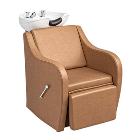 OmySalon BU1201 Salon Shampoo Backwash Chair Unit with Oversized Ceramic Shampoo Bowl & Adjustable Footrest