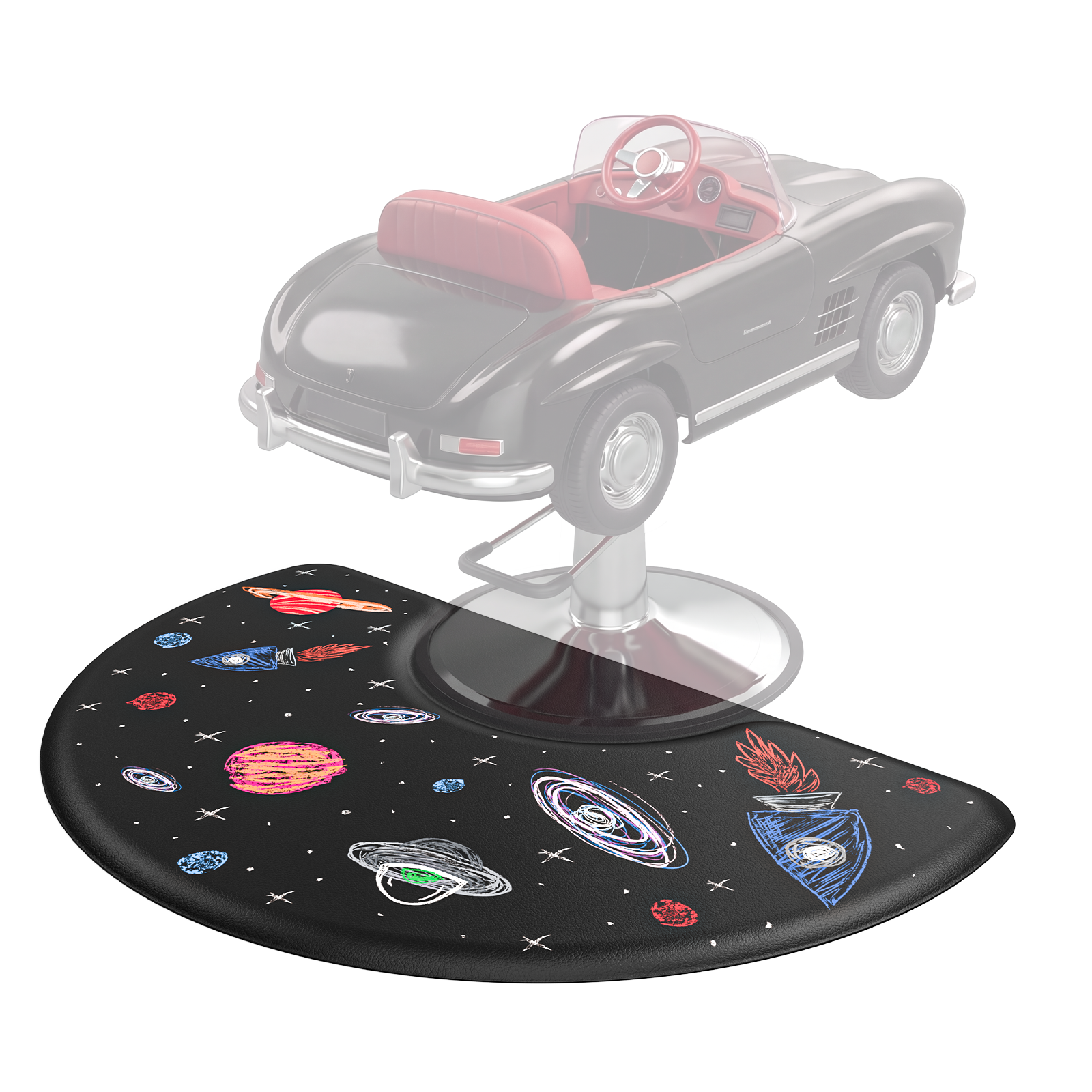 OmySalon 3' x 5' Kids Salon Anti-Fatigue Mat for Round Base Styling Chairs 5/8" Thick