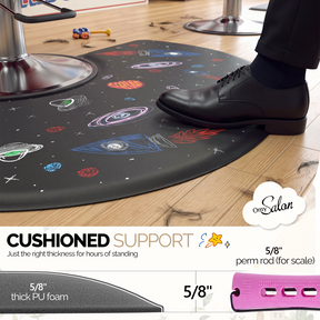 OmySalon 3' x 5' Kids Salon Anti-Fatigue Mat for Round Base Styling Chairs 5/8" Thick