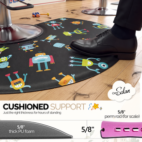 OmySalon 3' x 5' Kids Salon Anti-Fatigue Mat for Round Base Styling Chairs 5/8" Thick