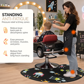 OmySalon 3' x 5' Kids Salon Anti-Fatigue Mat for Round Base Styling Chairs 5/8" Thick