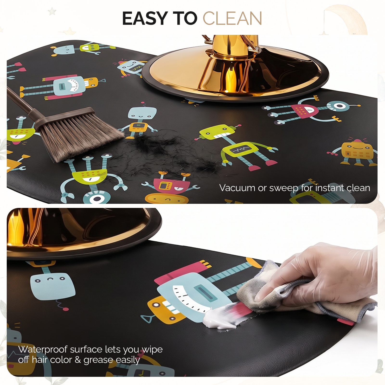 OmySalon 3' x 5' Kids Salon Anti-Fatigue Mat for Round Base Styling Chairs 5/8" Thick