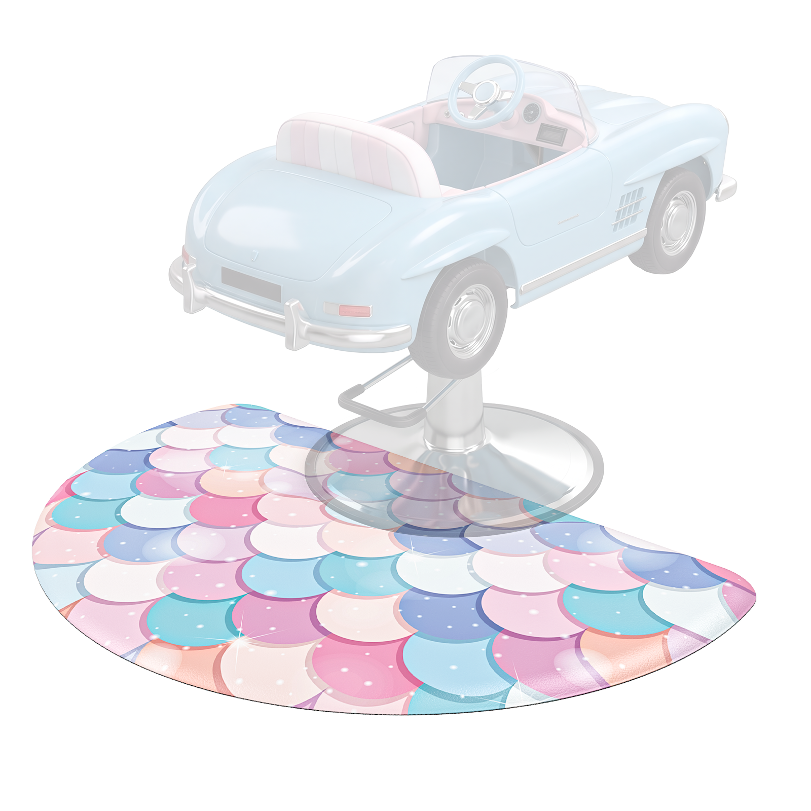 OmySalon 3' x 5' Kids Salon Anti-Fatigue Mat for Round Base Styling Chairs 5/8" Thick