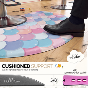 OmySalon 3' x 5' Kids Salon Anti-Fatigue Mat for Round Base Styling Chairs 5/8" Thick