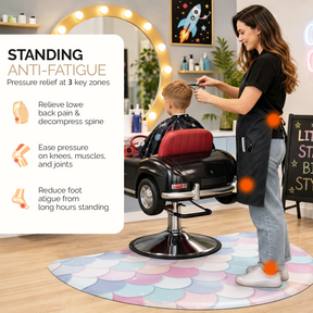 OmySalon 3' x 5' Kids Salon Anti-Fatigue Mat for Round Base Styling Chairs 5/8" Thick