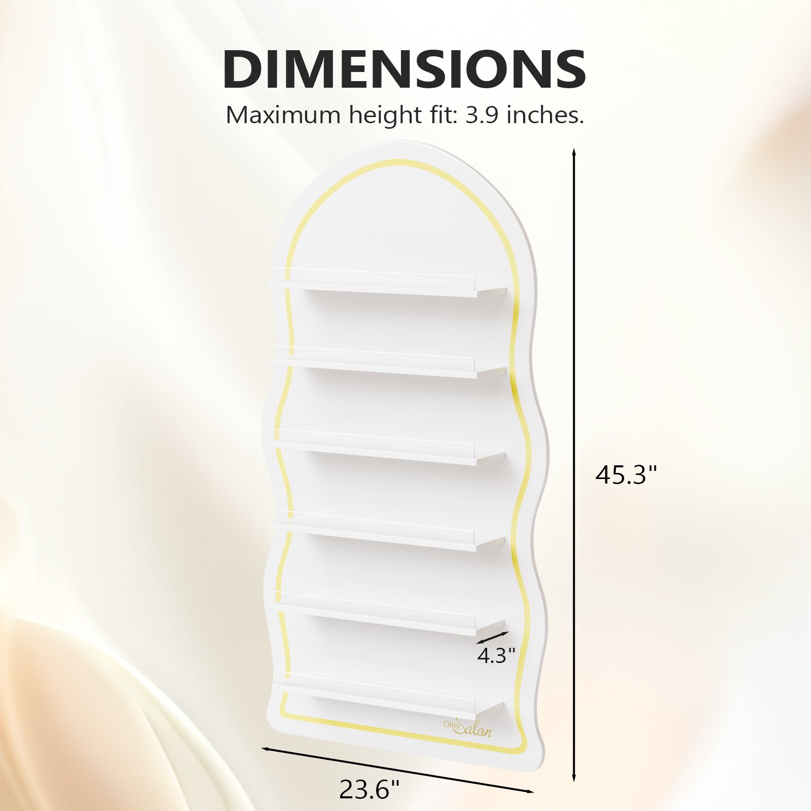 OmySalon Wall-Mounted Wavy 6-Tier Nail Polish Rack With 5.5" Extra-Tall Shelves