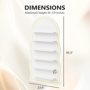 OmySalon Wall-Mounted Wavy 6-Tier Nail Polish Rack With 5.5" Extra-Tall Shelves