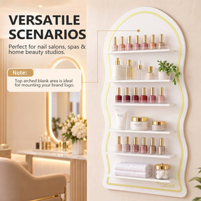 OmySalon Wall-Mounted Wavy 6-Tier Nail Polish Rack With 5.5" Extra-Tall Shelves