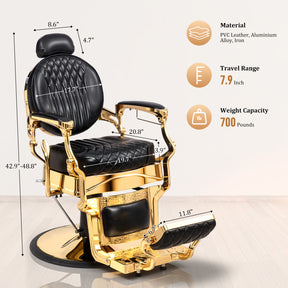 OmySalon BC1603 Retro Heavy Duty Hydraulic Recline Barber Chair
