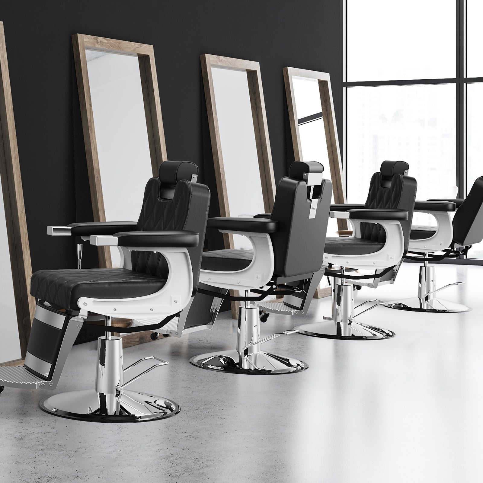 OmySalon BC1401 Modern Style Heavy Duty Hydraulic Recline Barber Chair