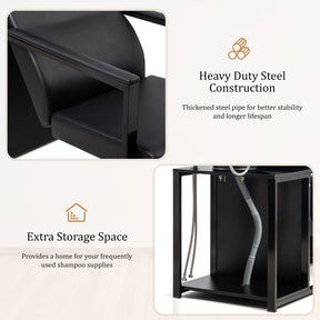 OmySalon BU2301 Salon Shampoo Backwash Chair Unit with Porcelain Bowl & Storage Shelf