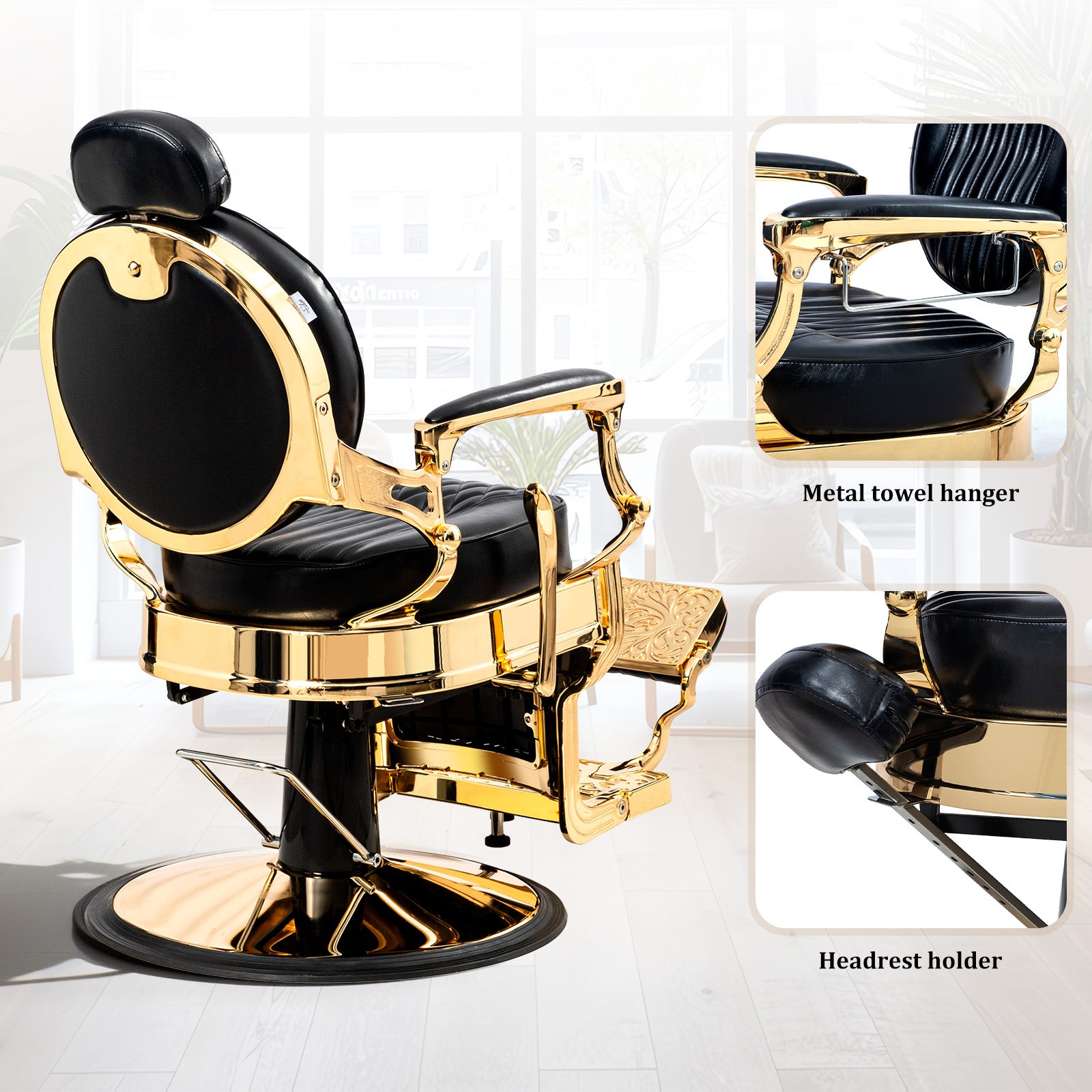 OmySalon BC1603 Retro Heavy Duty Hydraulic Recline Barber Chair