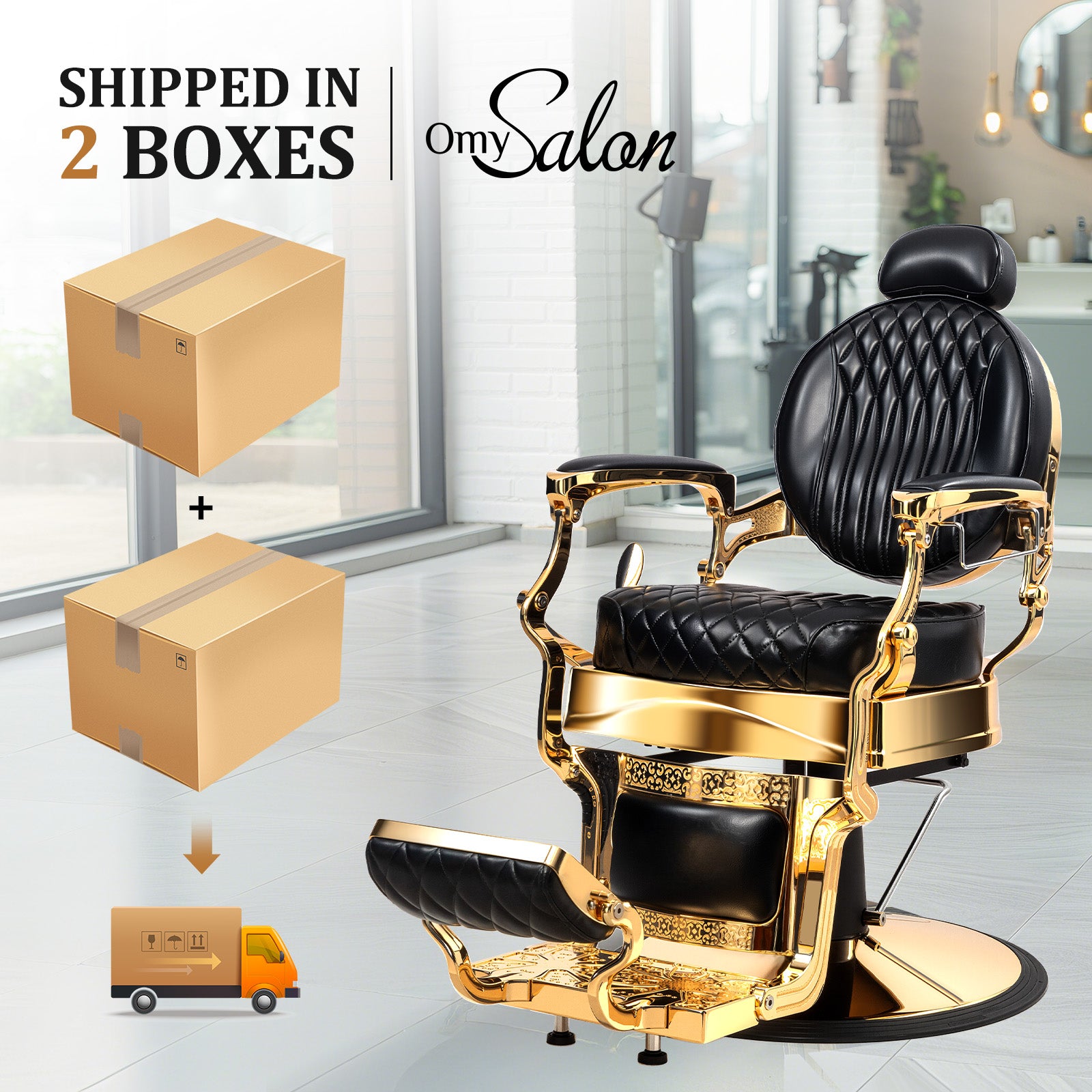 OmySalon BC1603 Retro Heavy Duty Hydraulic Recline Barber Chair