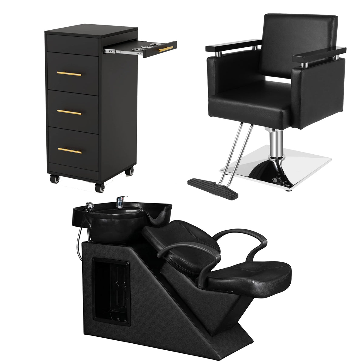 OmySalon 1 Operator Modern Mobile Salon Package Black