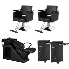 OmySalon 2 Operator Modern Mobile Salon Package Black