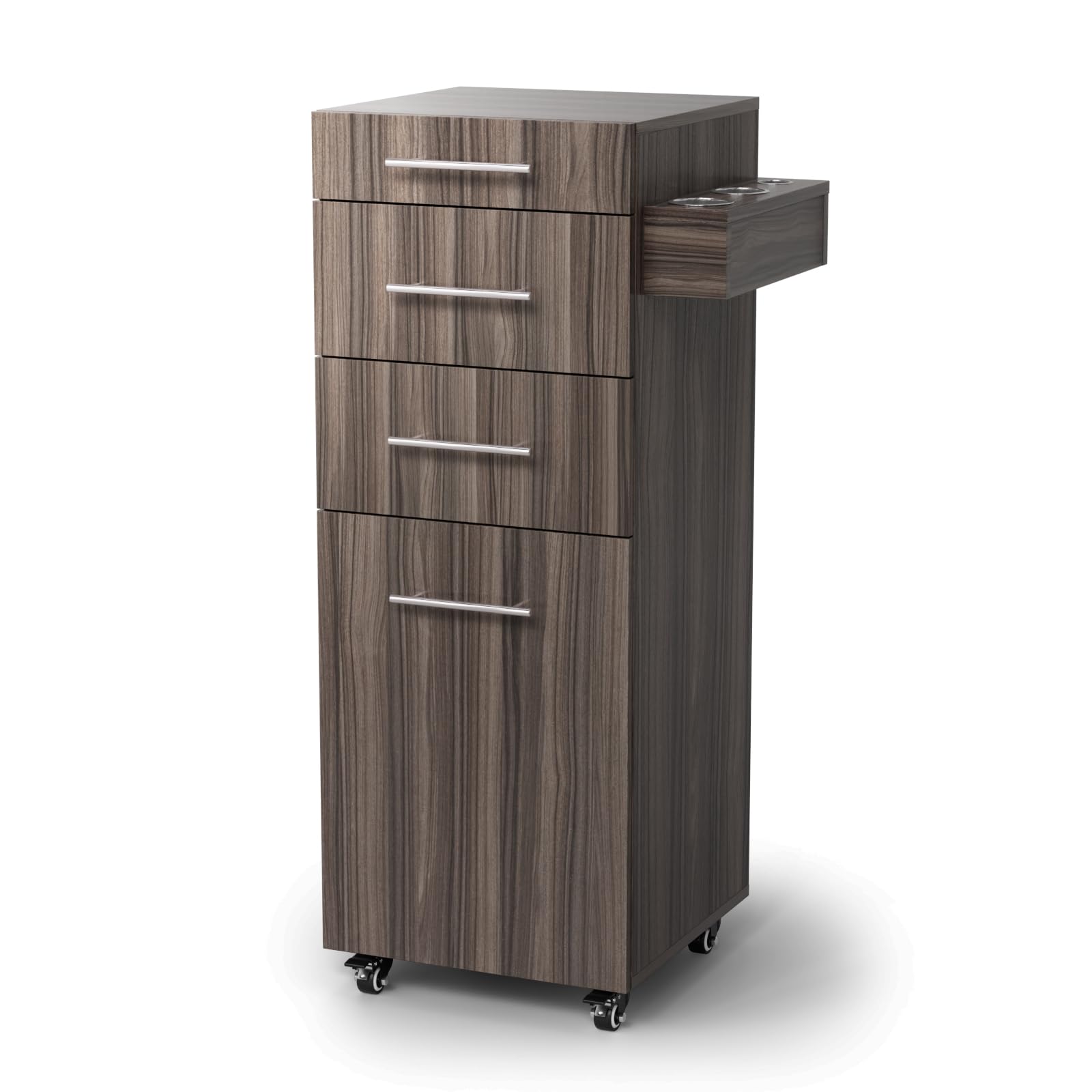 OmySalon SCTDOC Wooden Salon Trolley Cart with Wheels, 3 Drawers, Adjustable Shelf & Tool Holders