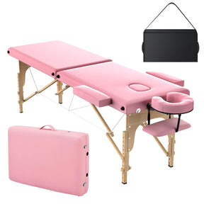 OmySalon 2FBW 84in 2-Fold Portable Physical Therapy Massage Table with Carrying Bag, Face Cradle & Wooden Frame