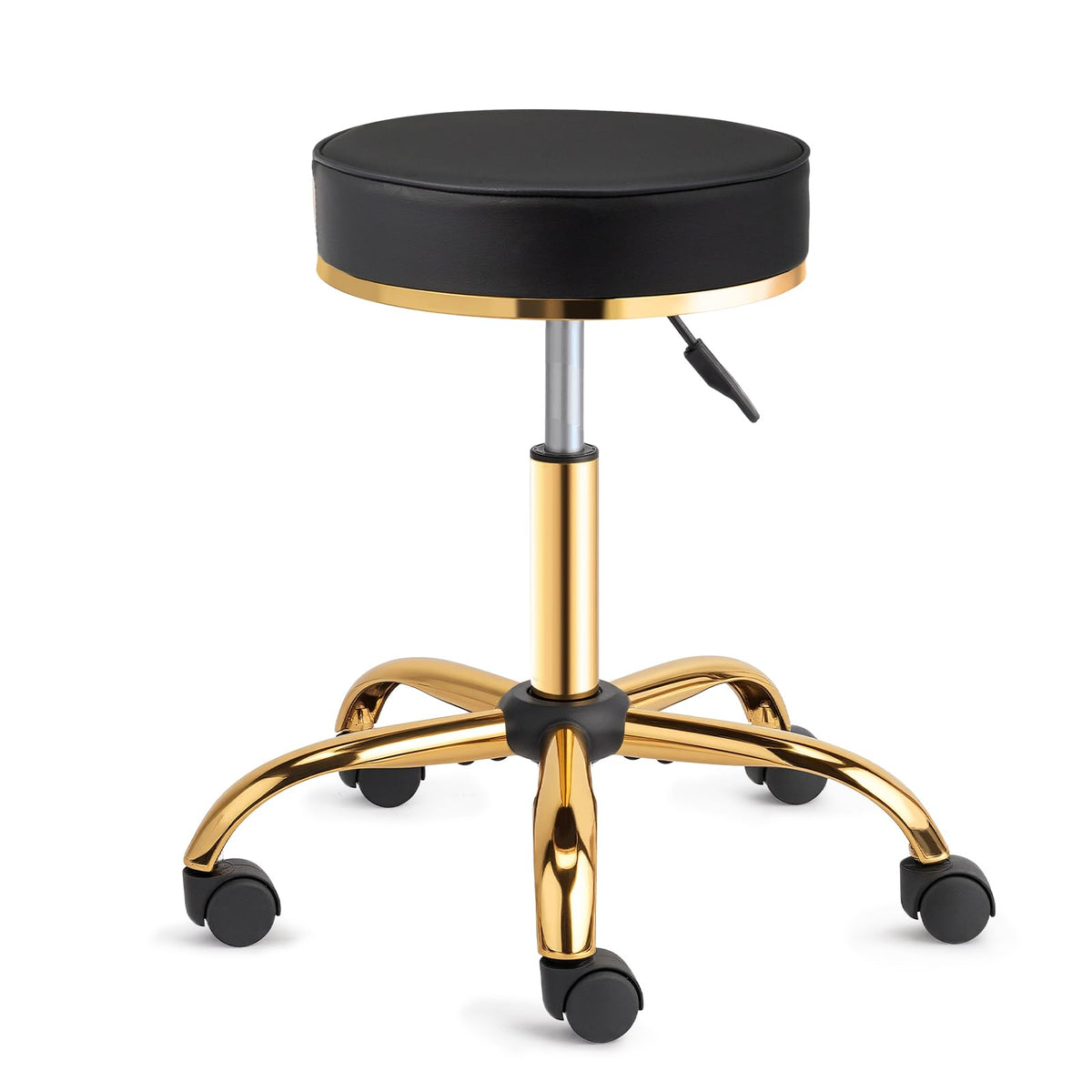 OmySalon Luxury 360° Swivel Hydraulic Adjustable Rolling Round Stool with Wheels
