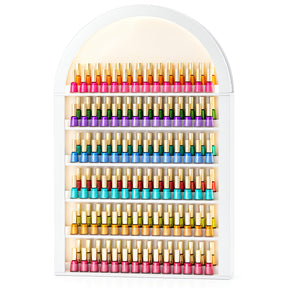OmySalon Wall-Mounted Double 6-Tier Arched Nail Polish Organizer Rack With Led Lighting