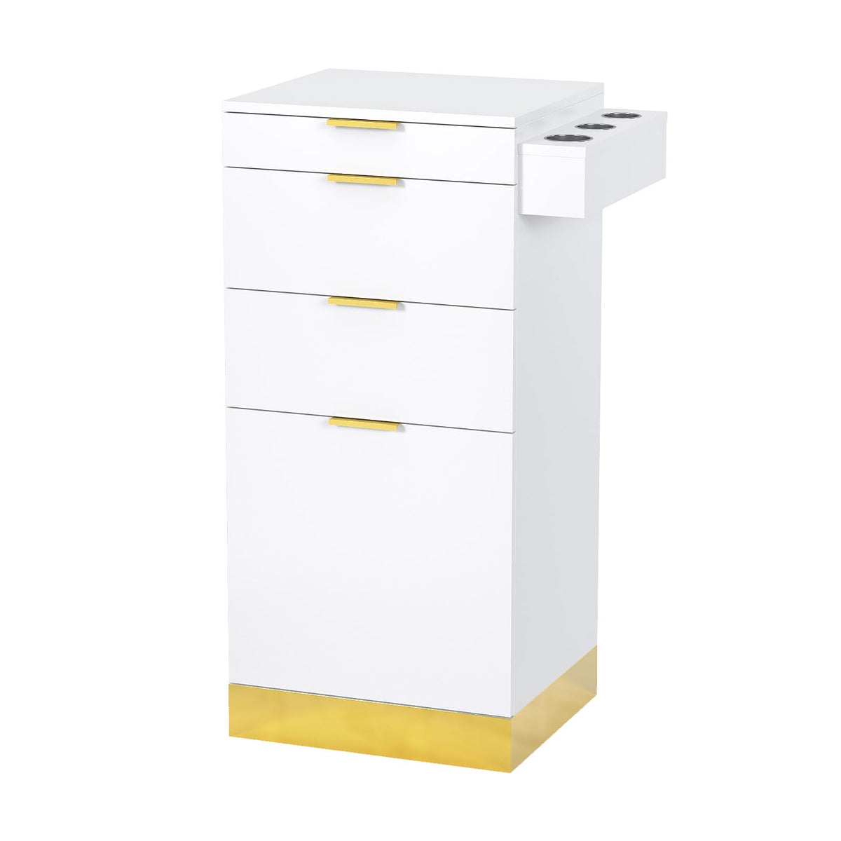 OmySalon SCWS Modern Style Salon Styling Storage Station with 3 Drawers 1 Cabinet 3 Hair Dryer Holders