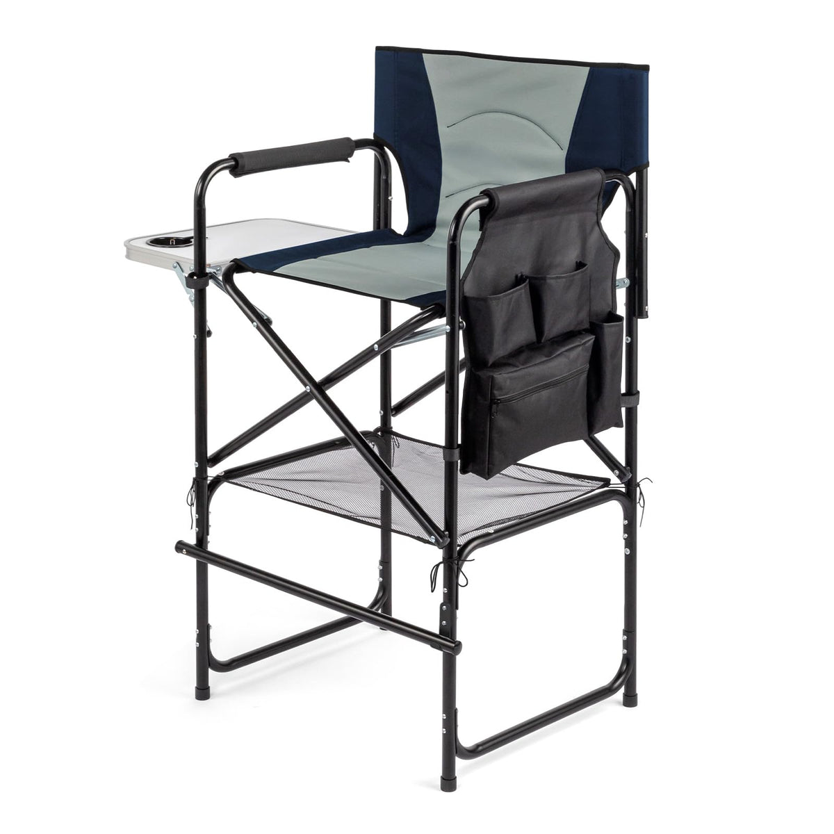 OmySalon Portable Folding Director Chair Makeup Artist Chair with Side Table 22in/26in/30in