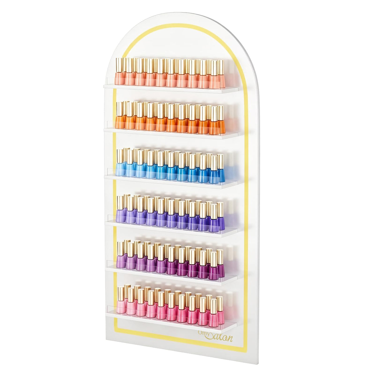 OmySalon Wall-Mounted Arched 6-Tier Nail Polish Rack With 5.5" Extra-Tall Shelves
