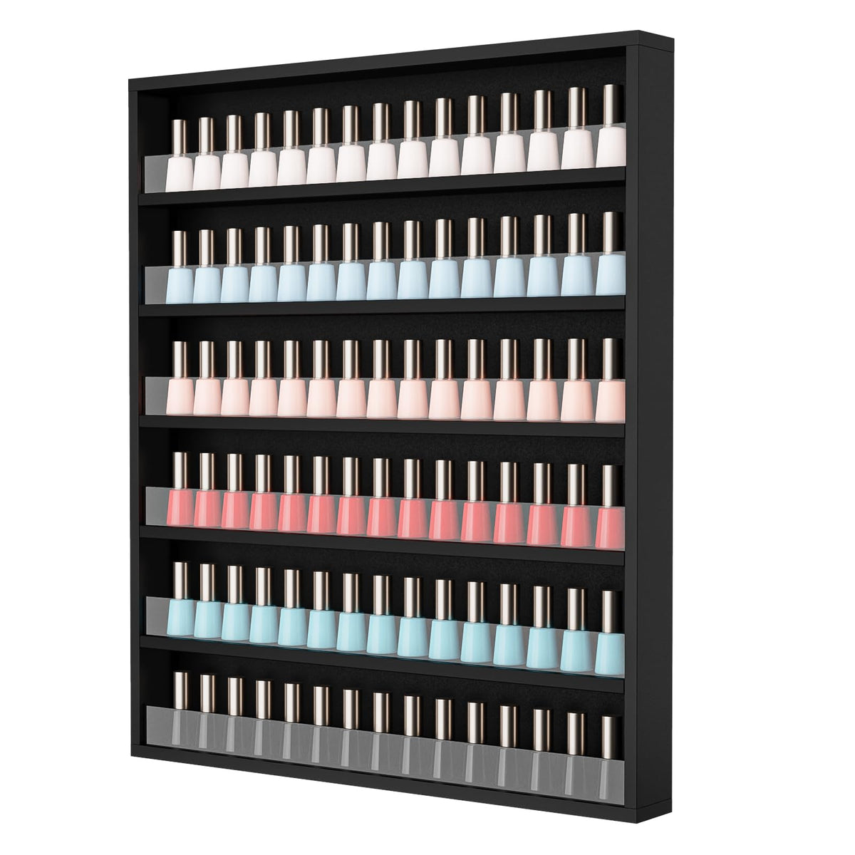 OmySalon 6 Layers Wall Mount Nail Polish Organizer Rack w/Acrylic Baffle