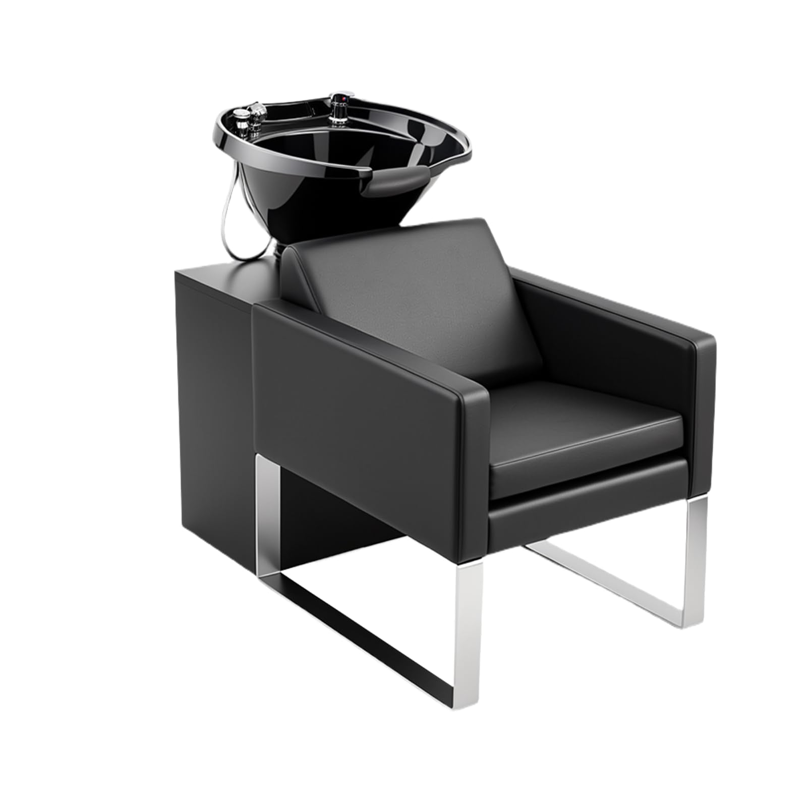 OmySalon BU2001 Salon Shampoo Backwash Chair Unit with ABS Plastic Bowl & Wooden Cabinet
