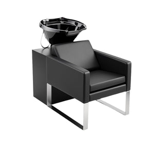 OmySalon BU2001 Salon Shampoo Backwash Chair Unit with ABS Plastic Bowl & Wooden Cabinet