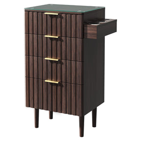 OmySalon SCGFD Modern Retro Salon Styling Station with Glass Top, 4 Drawers & 3 Hot Tool Holders