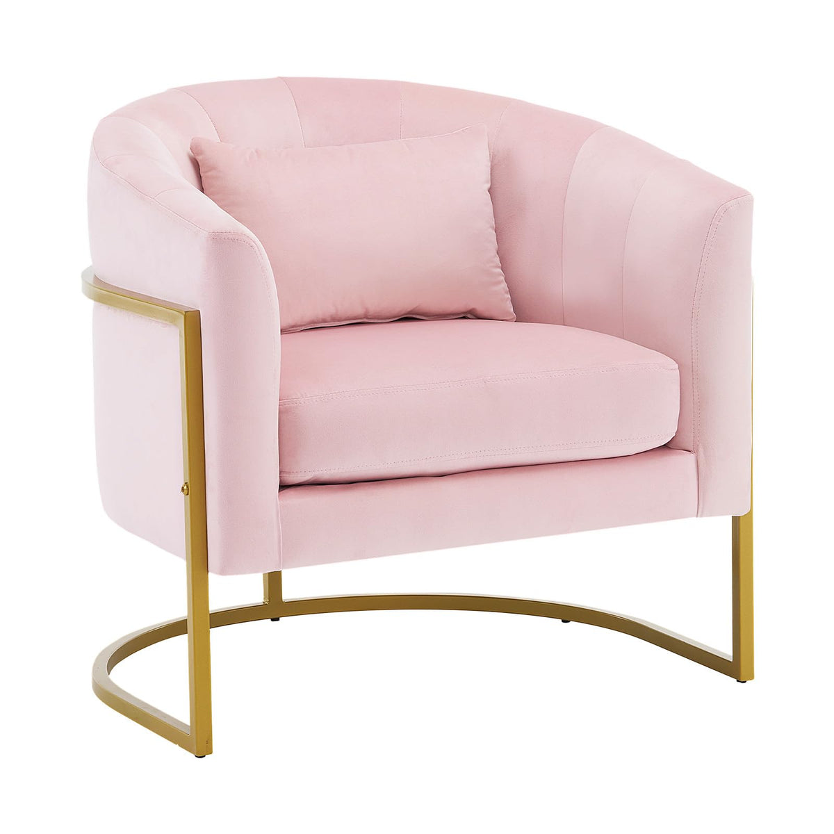 OmySalon Modern Velvet Vanity Manicure Chair with Gold Metal Support & Comfotable Armrest Pillow