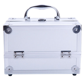 OmySalon SM-2176 Portable Handle Large Storage Lockable Cosmetic Makeup Train Case with Mirror Lock