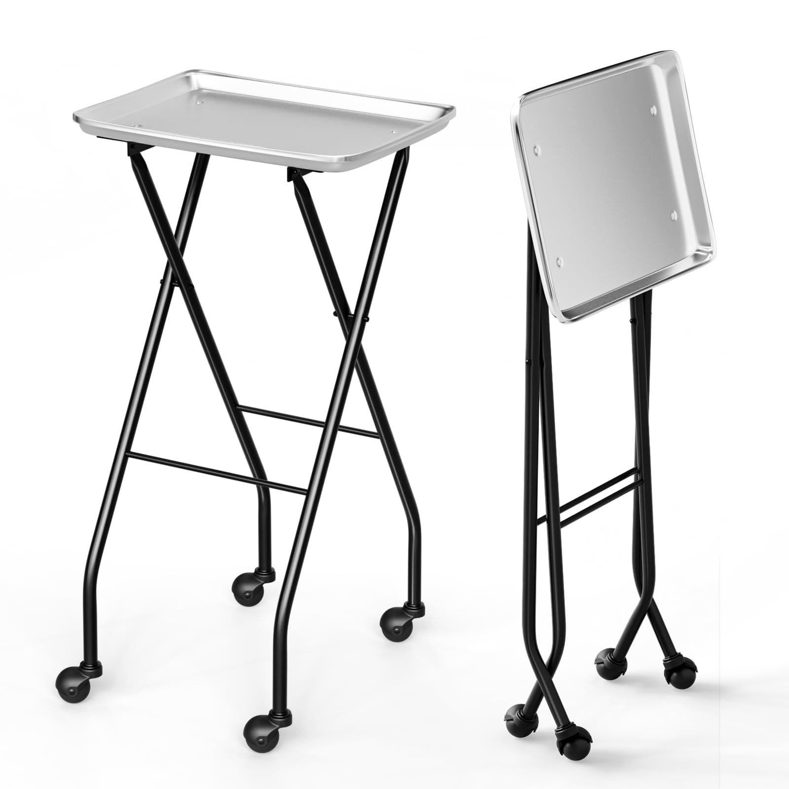 OmySalon ST1401 Foldable Rolling Salon Tray Trolley Cart on Wheels