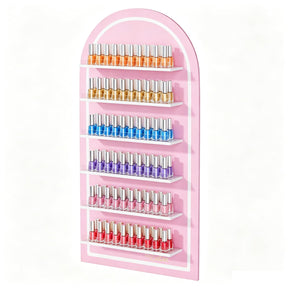 OmySalon Wall-Mounted Arched 6-Tier Nail Polish Rack With 5.5" Extra-Tall Shelves